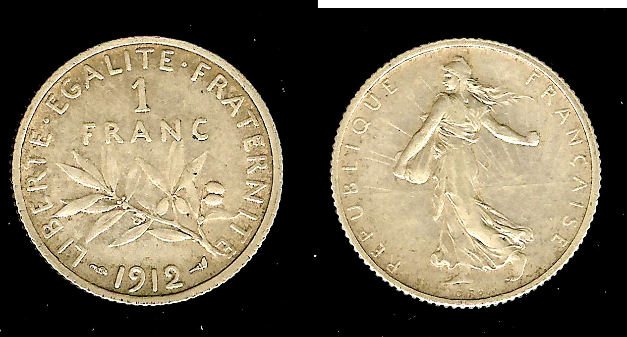 1 franc Semeuse 1912 Paris TTB+